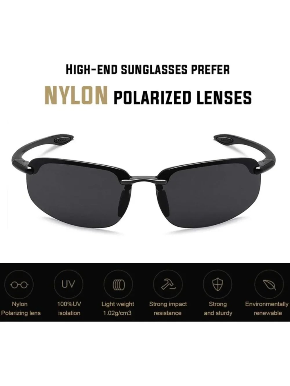 Unisex TR90 Rimless Sports Sunglasses for Running, Fishing, Baseball & Driving